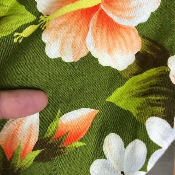 Vtg Ui-Maikai Green Hawaiian Floral Dress M *Read - Picture 7 of 8